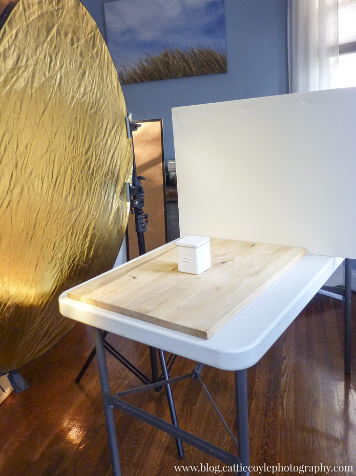 Large gold reflector and foam core by Cattie Coyle Photography