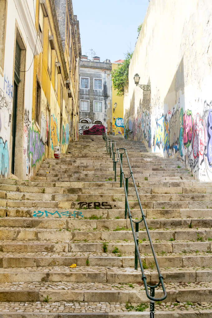Stairs in Lisbon, Portugal, by Cattie Coyle Photography. © 2018, all rights reserved.