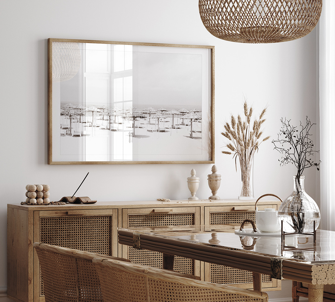 Beach Days No 3 - Fine art print by Cattie Coyle Photography in dining room. © 2018, all rights reserved.