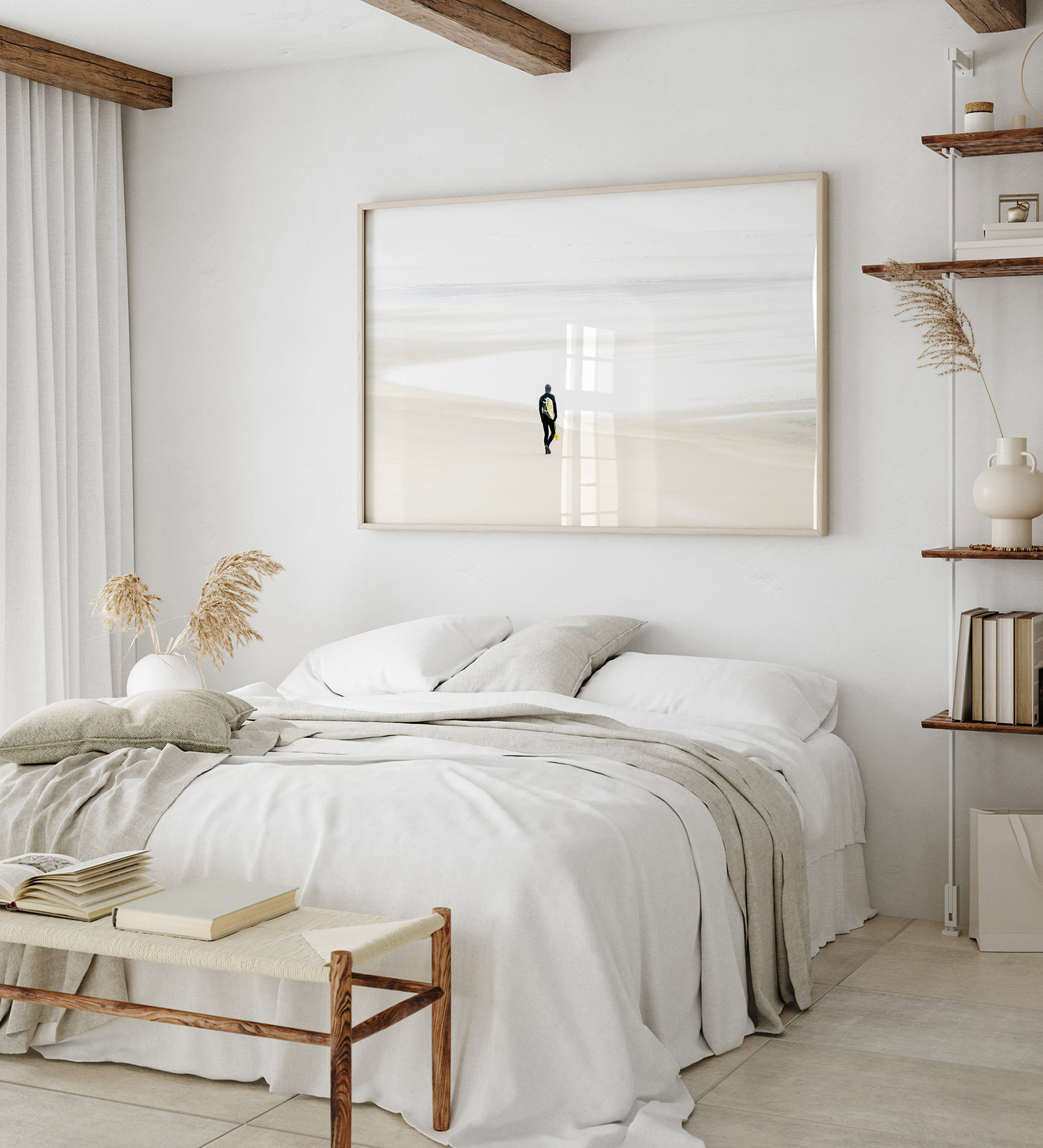 Surfer No 3 - Fine art print by Cattie Coyle Photography in bedroom. © 2017, all rights reserved.