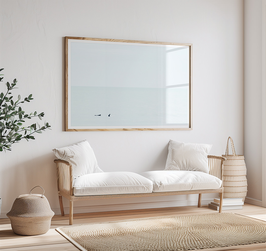Surfing No 2 - Fine art print by Cattie Coyle Photography in living room. © 2017, all rights reserved.