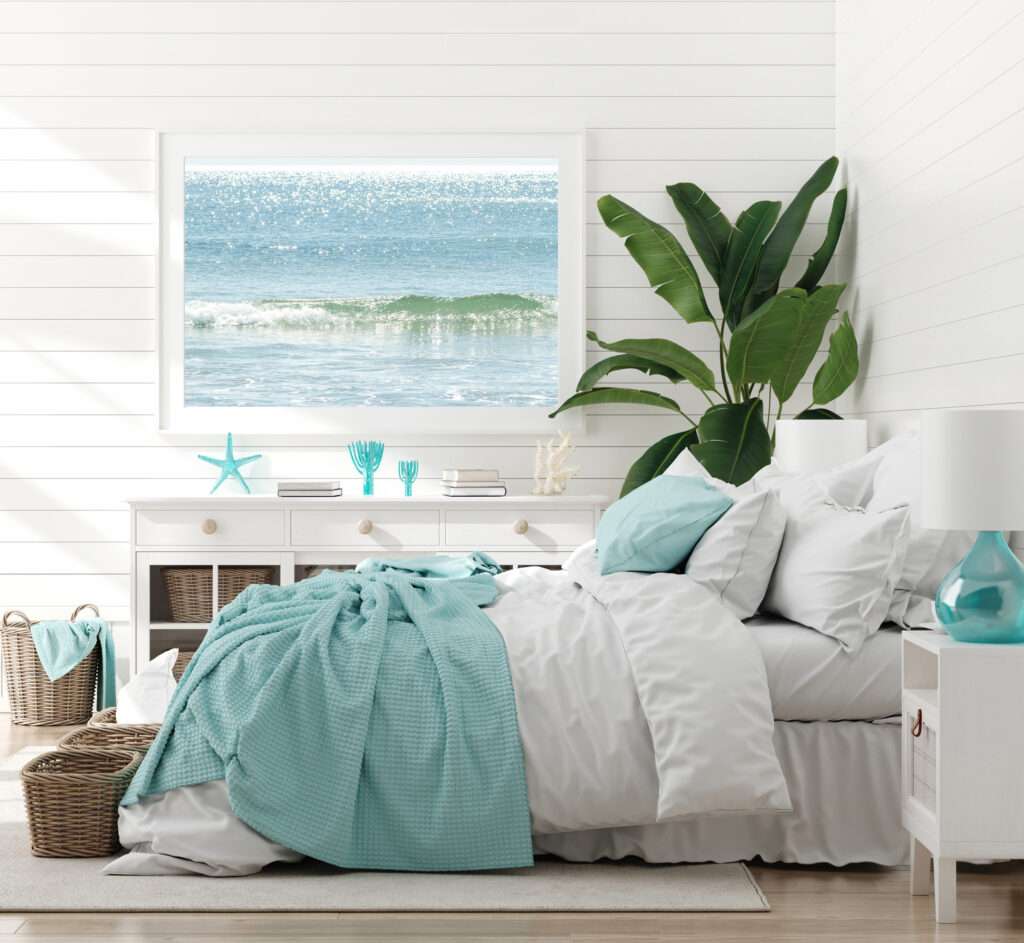 Ocean Waves No 11 - Fine art print by Cattie Coyle Photography in bedroom. © 2017, all rights reserved.