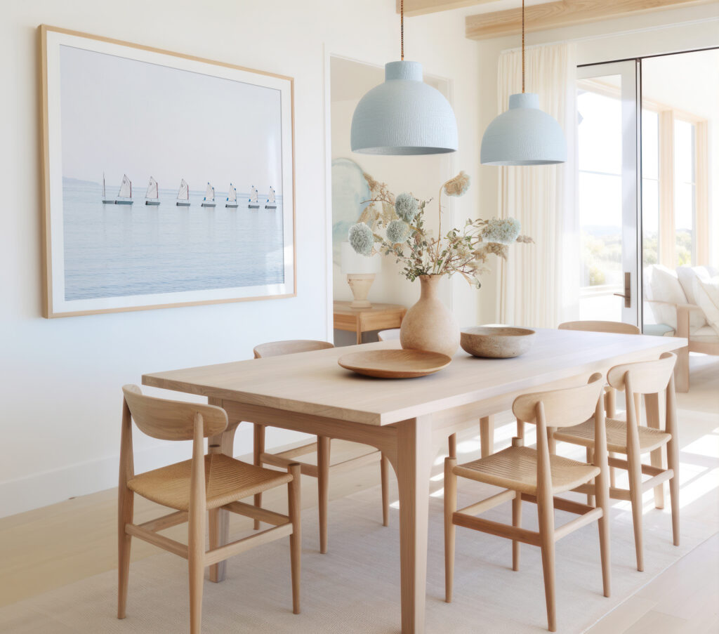 The Little Sailboats No 3 - Fine art print by Cattie Coyle Photography in dining room. © 2019, all rights reserved.