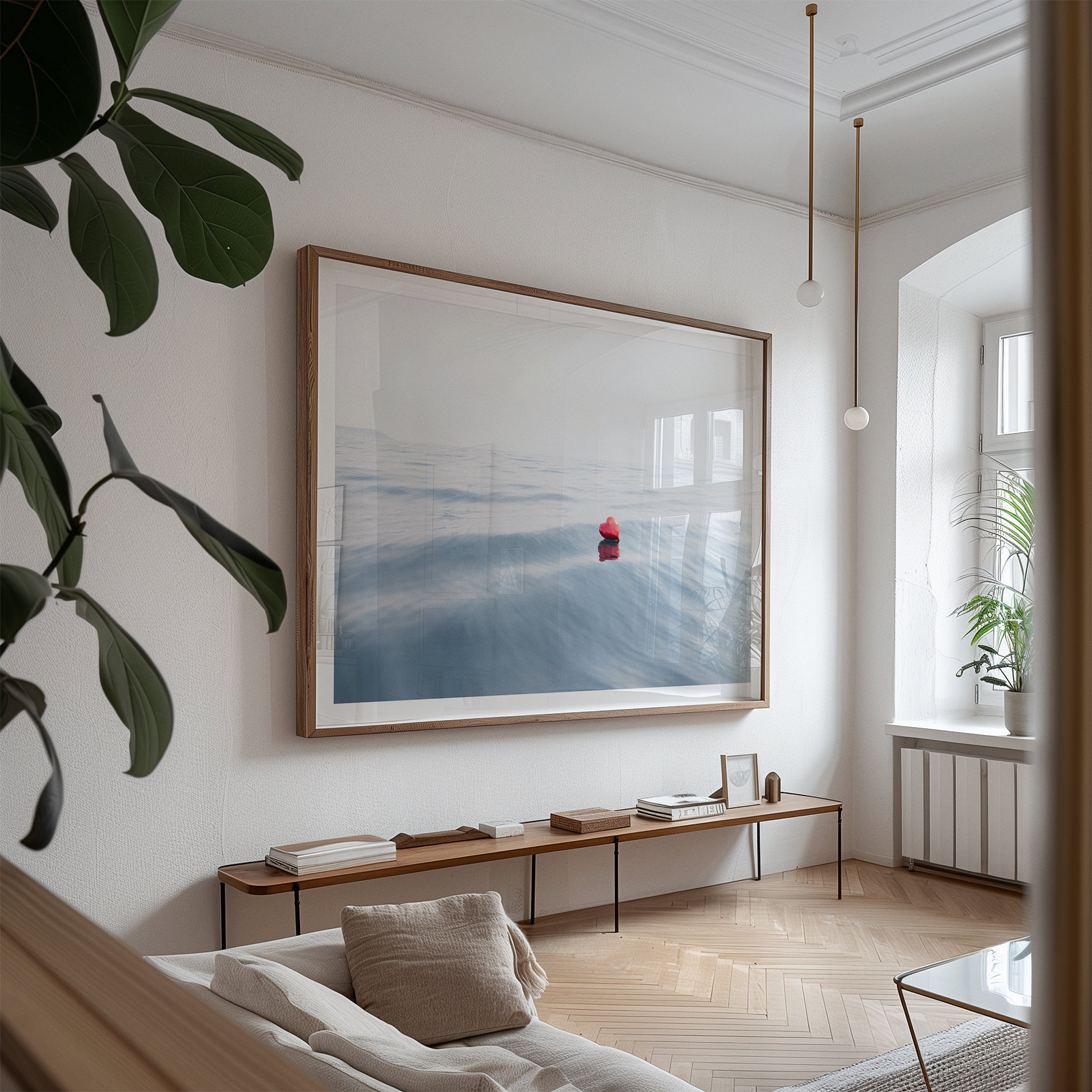 The Hear's Voyage - Fine art print by Cattie Coyle Photography in living room. © 2024, all rights reserved.