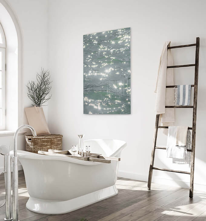 Sunstars- Acrylic glass art print by Cattie Coyle Photography in bathroom. © 2018, all rights reserved.