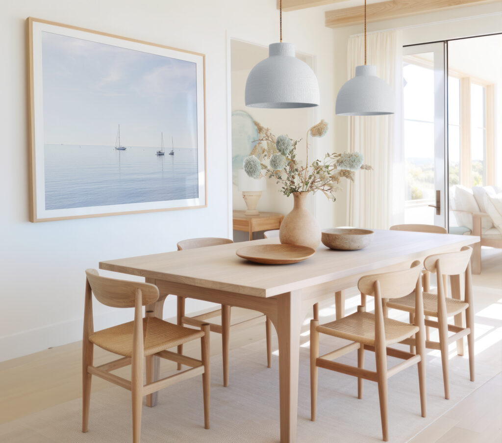 Boats No 6 - Coastal fine art print by Cattie Coyle Photography in dining room. Copyright 2019, all rights reserved.