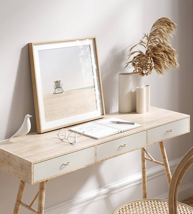 Lifeguard tower art prints: California Dreaming No 1 Square by Cattie Coyle Photography on desk. ©2006, all rights reserved.