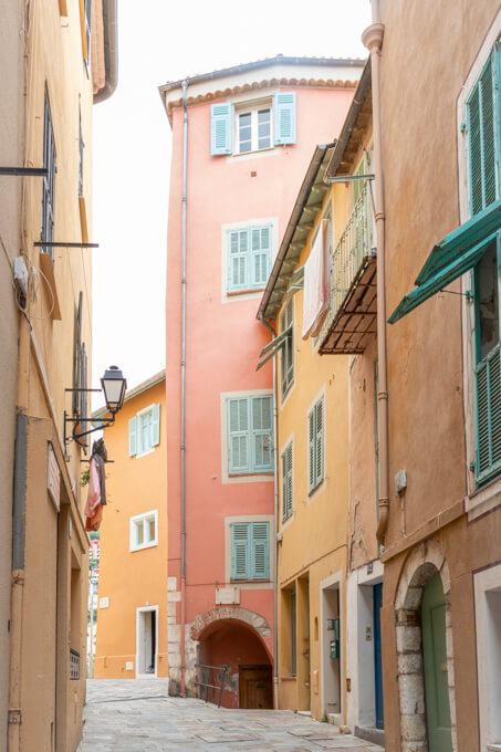 Street in Old Town, Villefranche-sur-Mer, France, by Cattie Coyle Photography. © 2019, all rights reserved.
