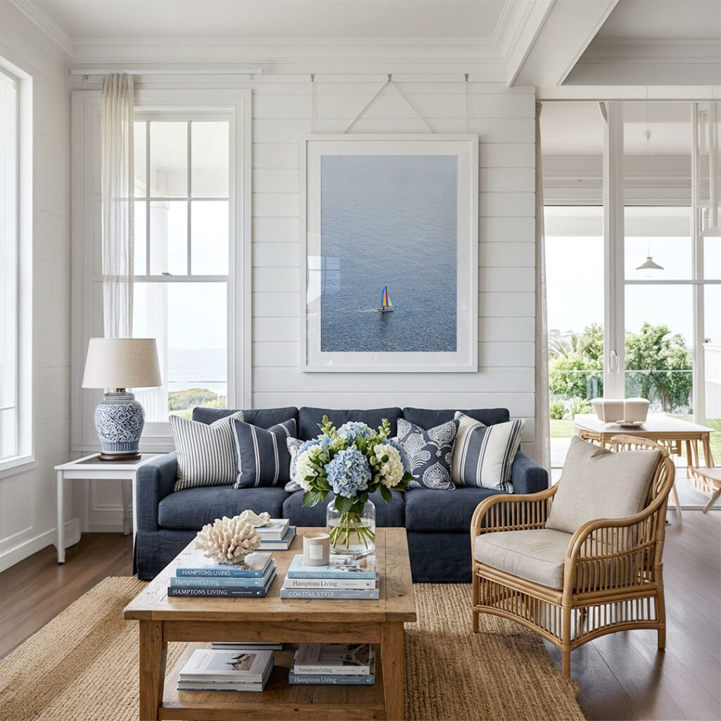 Sailing Nice - Fine art print by Cattie Coyle Photography in living room. © 2017, all rights reserved.