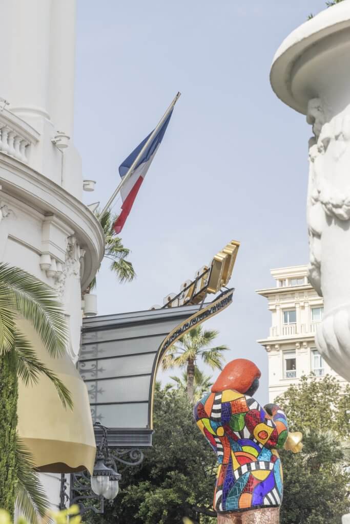 Miles Davis statue by Niki de Saint Phalle outside Le Negresco hotel, Nice, France, by Cattie Coyle Photography. © 2019, all rights reserved.
