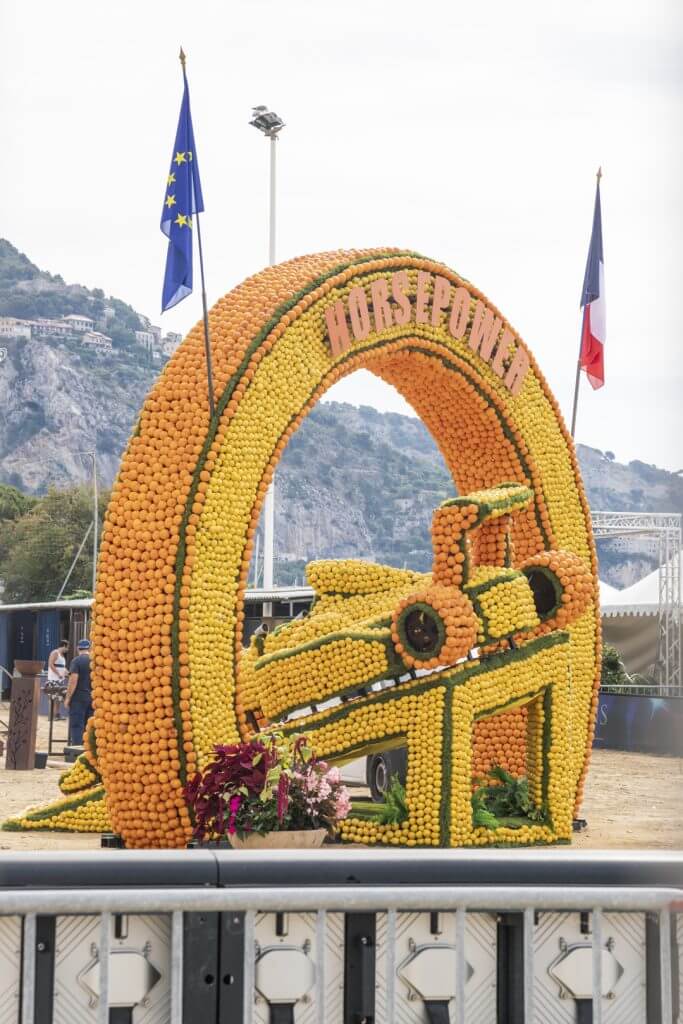 Citrus sculpture at Rondelli Stadium, Menton, France by Cattie Coyle Photography. © 2019, all rights reserved.