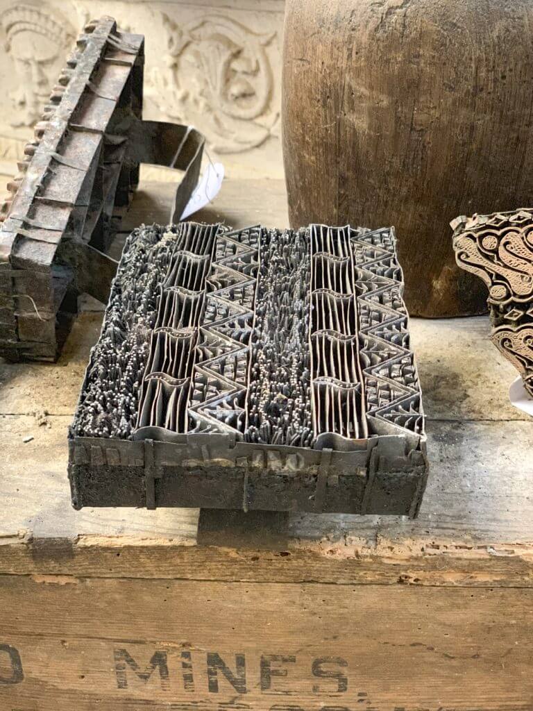 Block printing stamps at L'usine Centre D'Antiquite Brocante, Menton, France, by Cattie Coyle Photography. © 2019, all rights reserved.