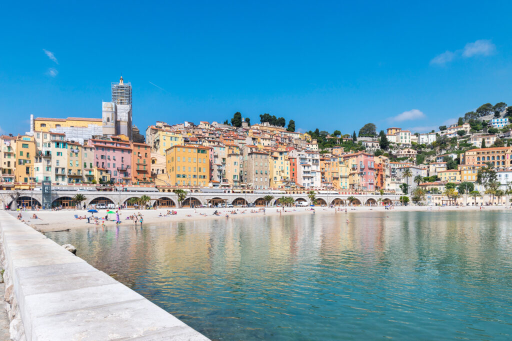 Old Town and Plage des Sablettes, Menton, France by Cattie Coyle Photography. © 2019, all rights reserved.