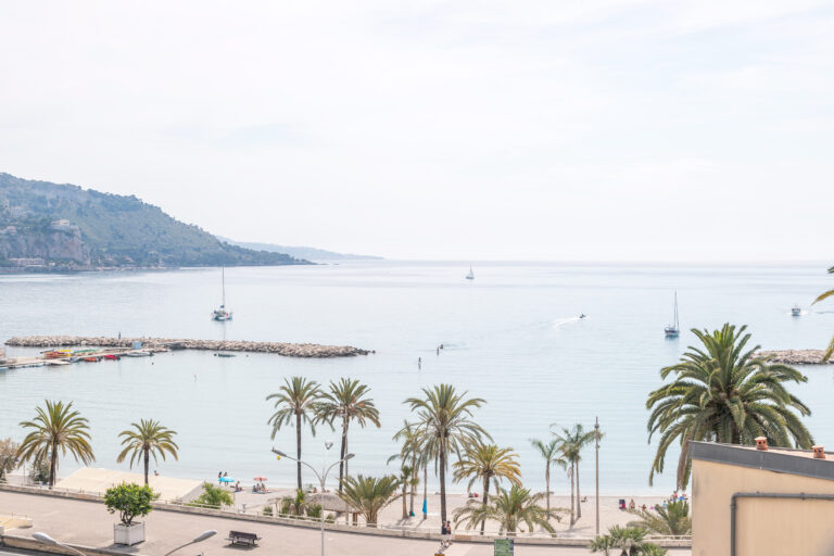View of the Mediterranean and the coastline of Italy from Menton, France by Cattie Coyle Photography. © 2019, all rights reserved.