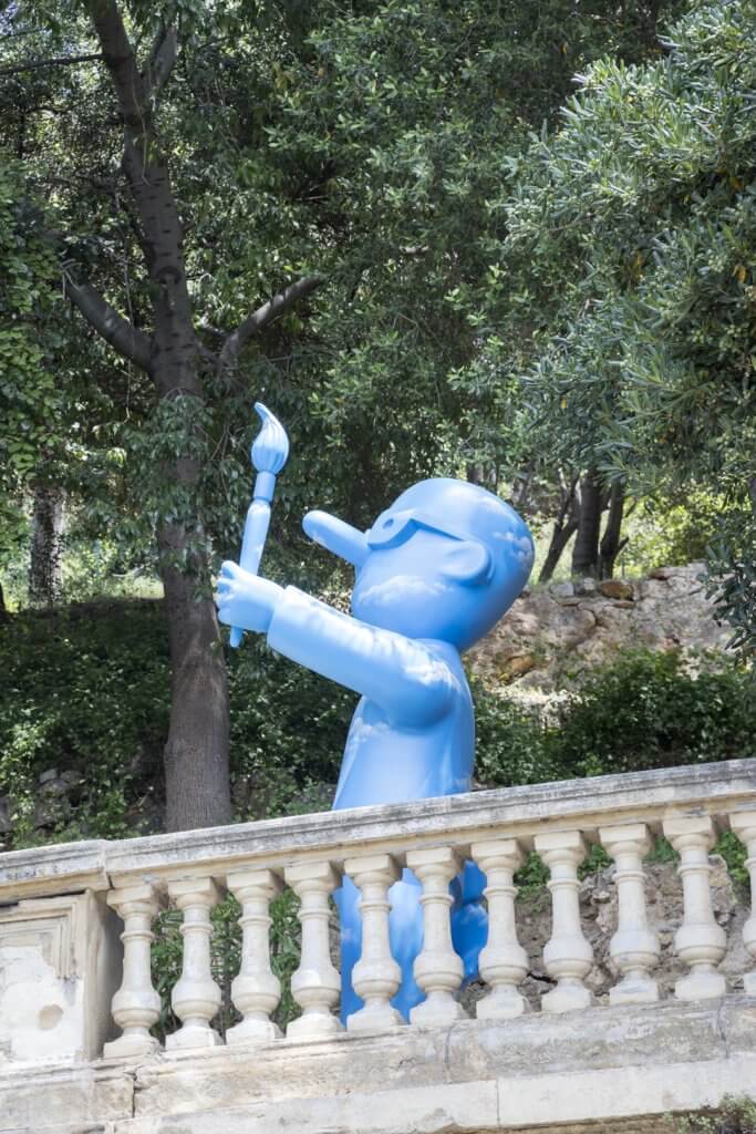 Blue statue in Cap d'Ail, France, by Cattie Coyle Photography