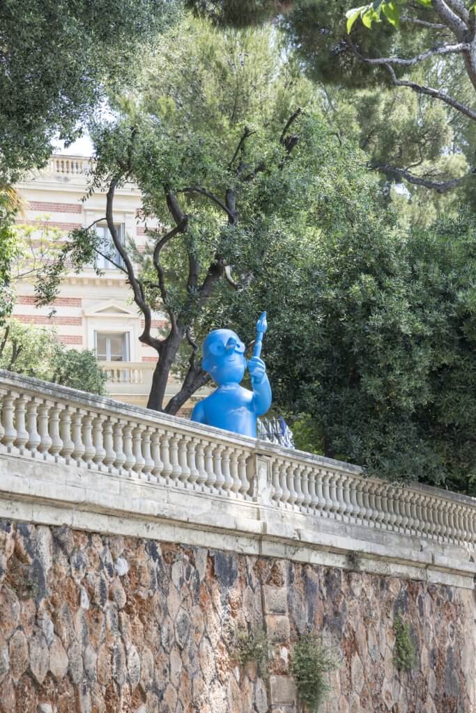 Blue statue in Cap d'Ail, France, by Cattie Coyle Photography