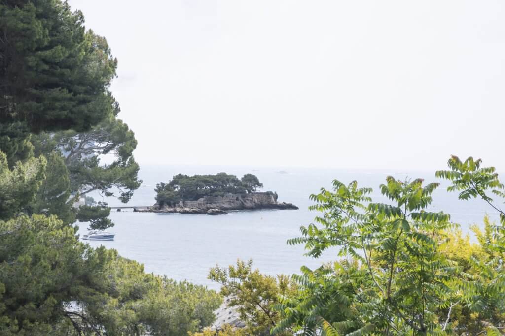 The private island of Isoletta seen from the Basse Corniche by Cattie COyle Photography. © 2019, all rights reserved.