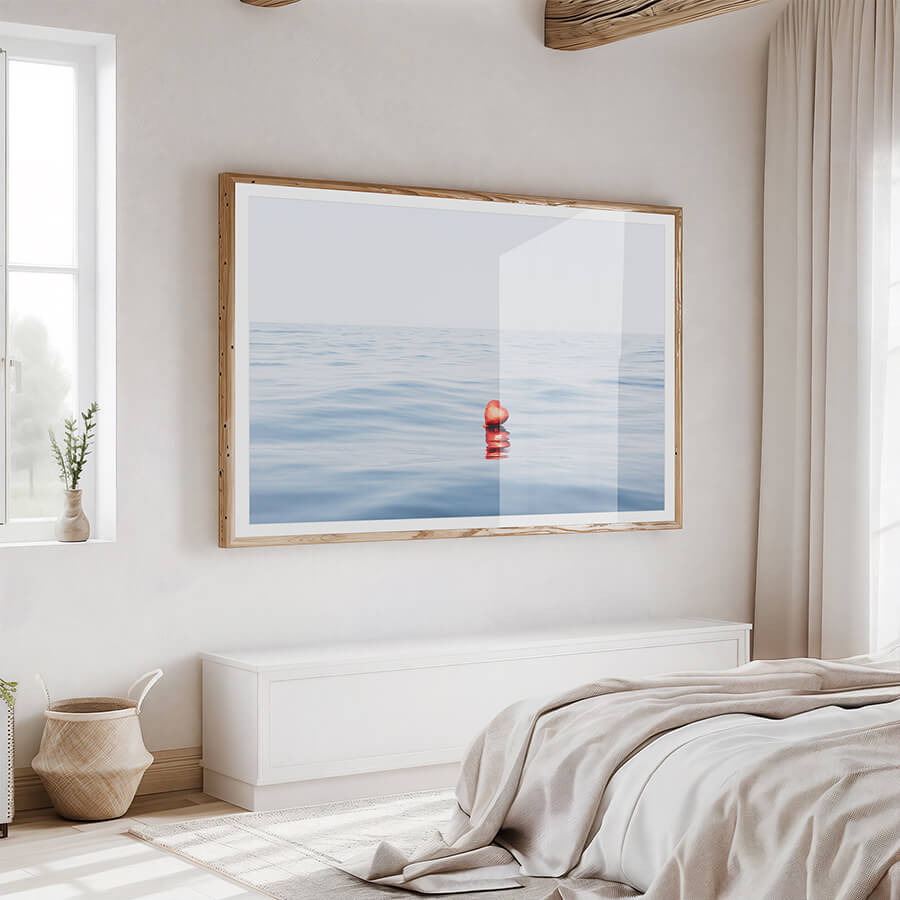 Lost and Found - Coastal fine art print by Cattie Coyle Photography in bedroom. © 2024, all rights reserved.