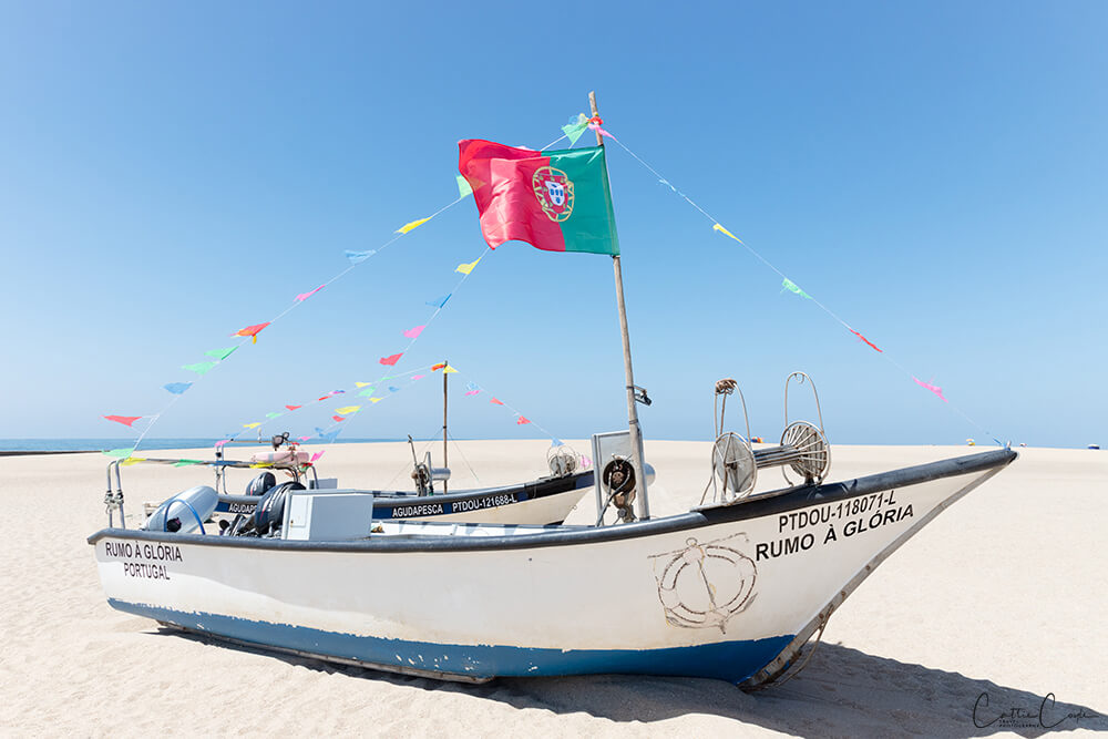 Fishing boat, Praia da Aguda, Portugal by Cattie Coyle Photography. © 2024, all rights reserved.