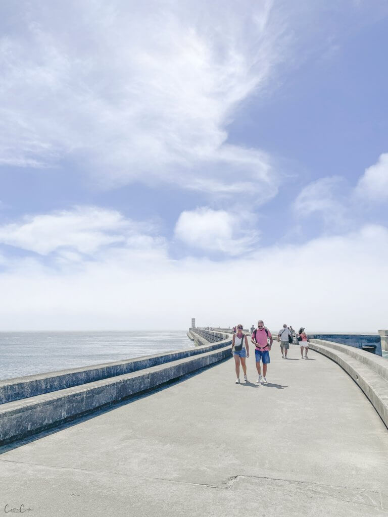Walkway out to the Farolim da Barra do Douro, Foz, Porto, Portugal by Cattie Coyle Photography. © 2024, all rights reserved.